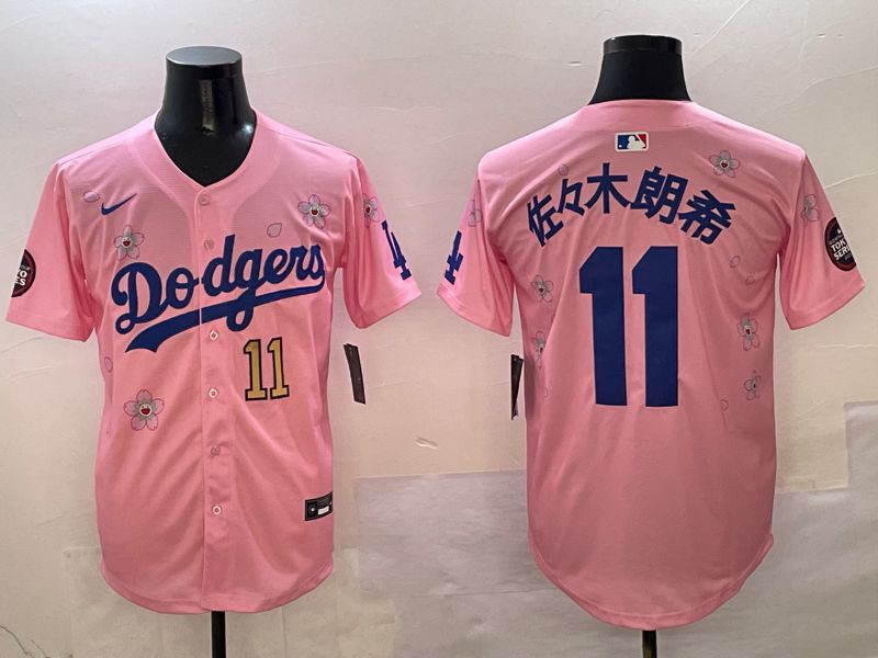 Men Los Angeles Dodgers 11 R.Sasaki Pink Sakura Edition 2025 Nike MLB Jersey style 2